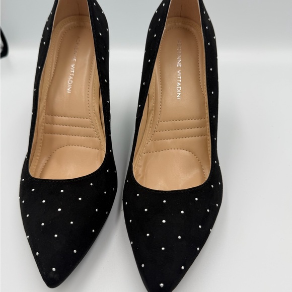 Naji Dress Shoe Pump by ADRIENNE VITTADINI has a studded upper and metallic heel - Picture 9 of 11